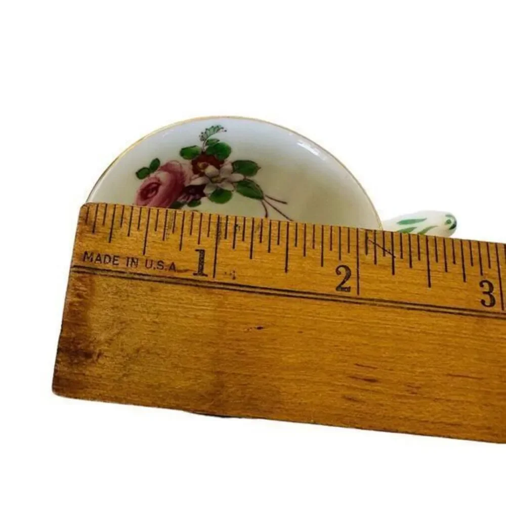 Crown Staffordshire Fine Bone China Demitasse Cup &‎ Saucer Green Lace Pink Rose